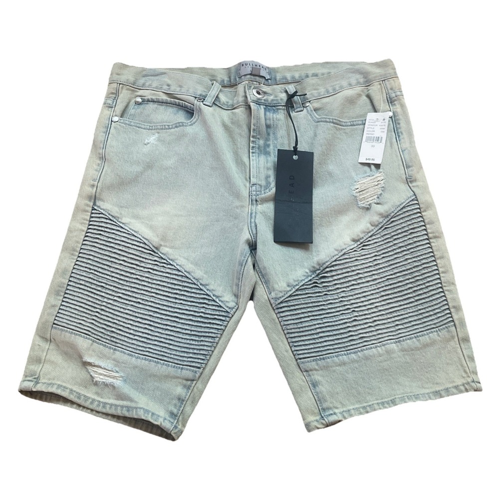 PacSun Light Indigo Denim Shorts Jean‎ Men's Size 33 Skinny Distressed NWT